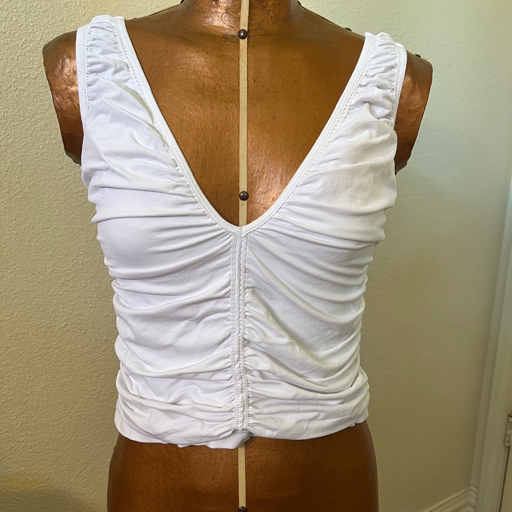 FP Movement by Free People White Ruched V-Neck Tank